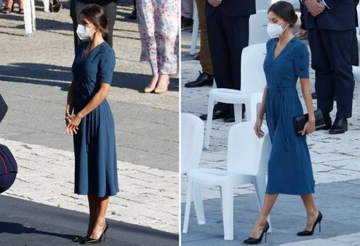 Ha optado por un vestido azul de Bottega Veneta