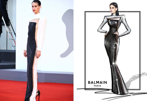 Milena Smit con vestido de Balmain