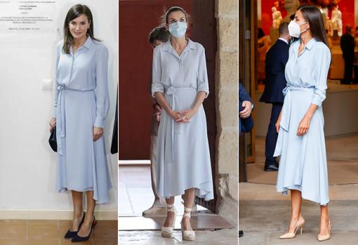 Doña Letizia con vestido de Pedro del Hierro en distintos eventos