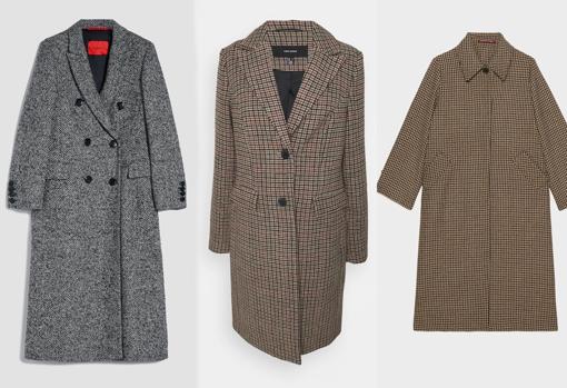 Abrigos de tweed de lana en diferentes tonalidades de MAX & Co. (336€), Zalando (59,99€) y Comptoir Des Cotonniers (162€)