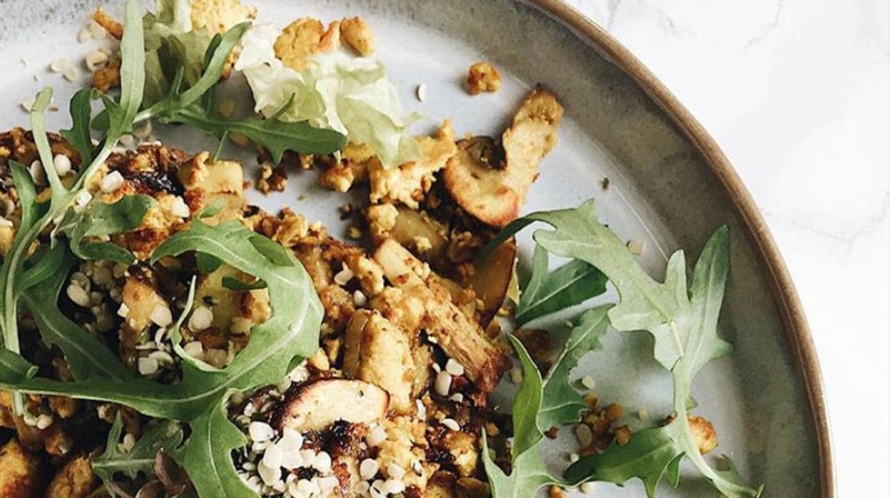 Champiñones con tofu, uno de los desayunos que Raquel Bernácer comparte en su Instagram