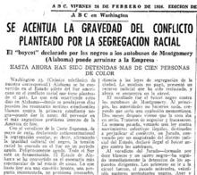 Diario ABC el 24 de febrero de 1956: «Se acentúa la gravedad del conflicto»