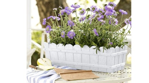 Jardinera blanca imitación madera