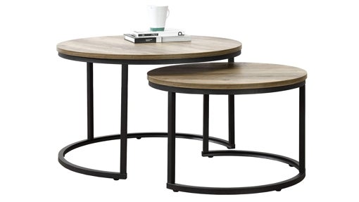 Set de 2 mesitas de café estilo de madera
