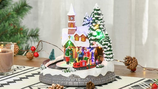 Pueblo navideño con luces LED