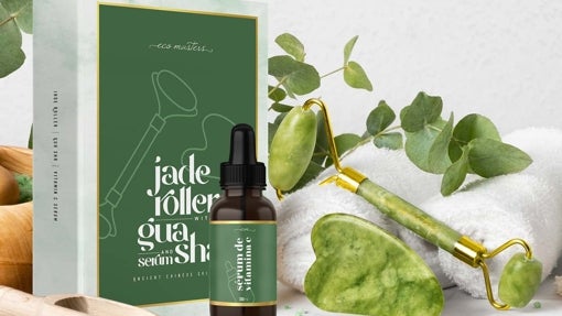 Masajeador facial rodillo de jade Eco Masters