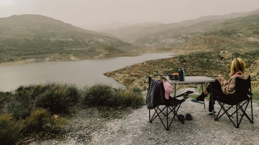 Silla de acampada con reposabrazos