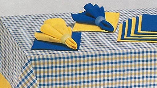 10xDiez Mantel de Tela con Servilletas a Juego (Amarillo Aplique)