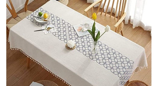 Mantel de Color Liso Mantel Borla Mantel Antimanchas y Servilletas