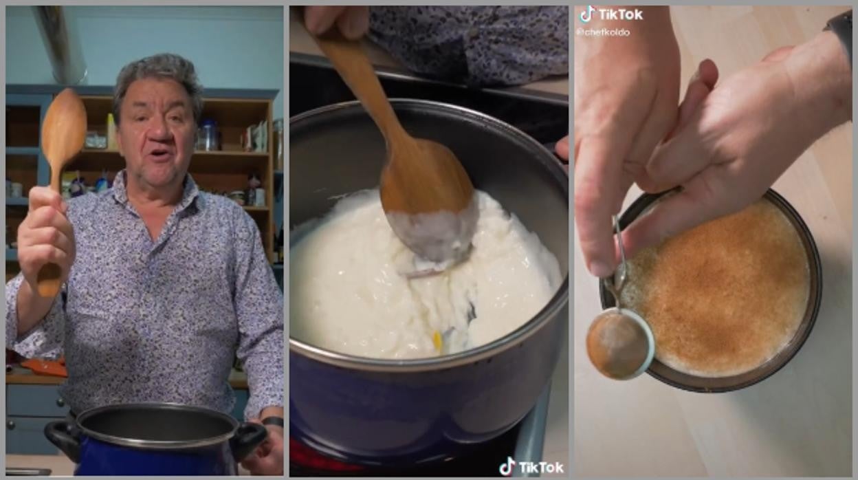 Koldo Royo en el vídeo de TikTok en el que explica los secretos de su arroz con leche