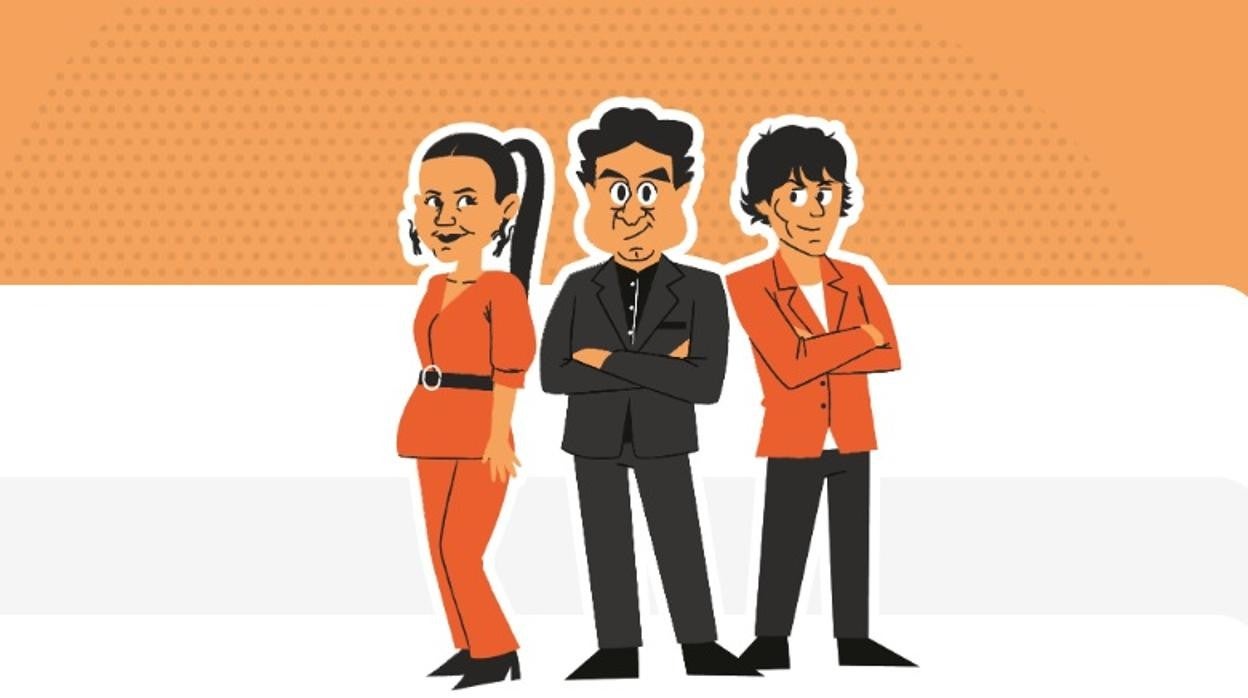 Imagen del 'delivery' de MasterChef Family con los jueces del programa, Samantha, Pepe y Jordi, caricaturizados