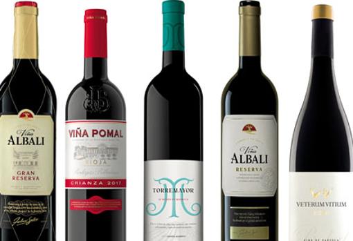 Viña Albali Gran Reserva, Viña Pomal Crianza 2018, Torremayor Crianza 2019, Viña Albali Reserva, Veterum Vitium