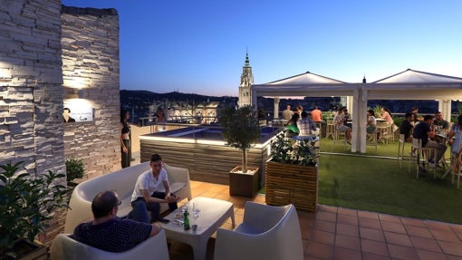 Terraza en la azotea del Hotel Carlos V de Toledo