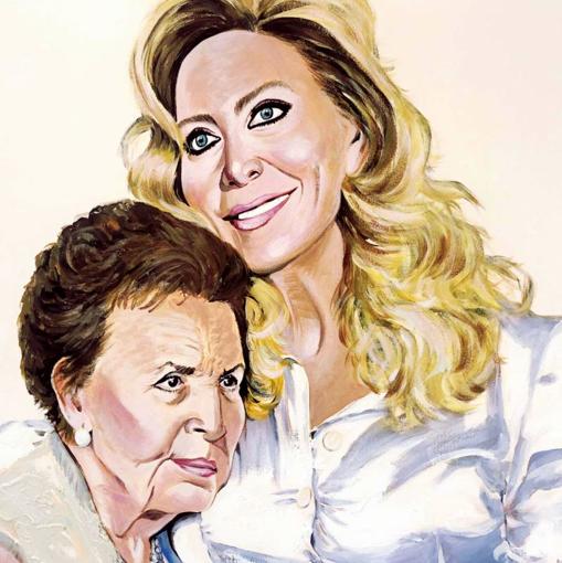 Norma Duval con su madre, en este retrato pictórico obra del artista canario Paco Navarro