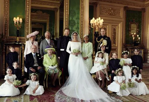 La Familia Real Británica el día de la boda de Harry y Meghan