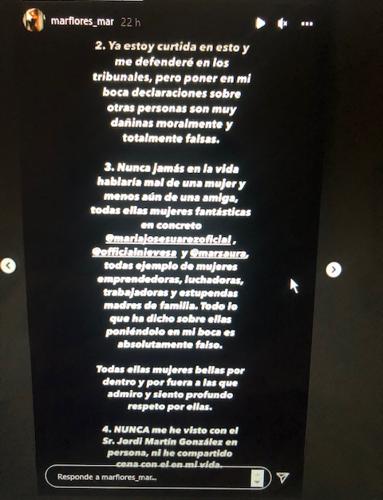 Mar Flores emite un comunicado después de la última polémica