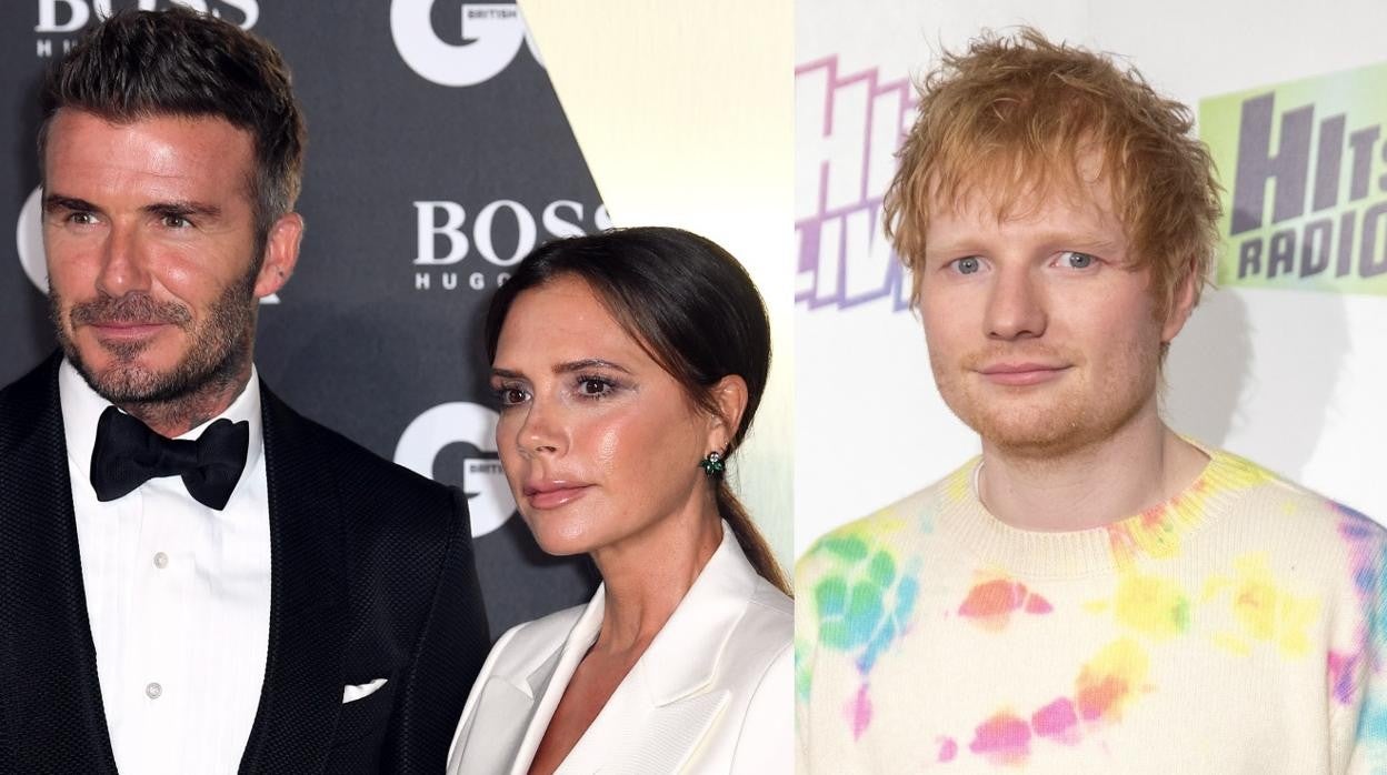 David y Victoria Beckham y Ed Sheeran