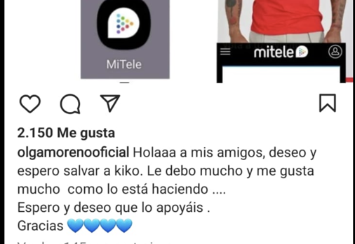 Captura del Instagram de Olga Moreno