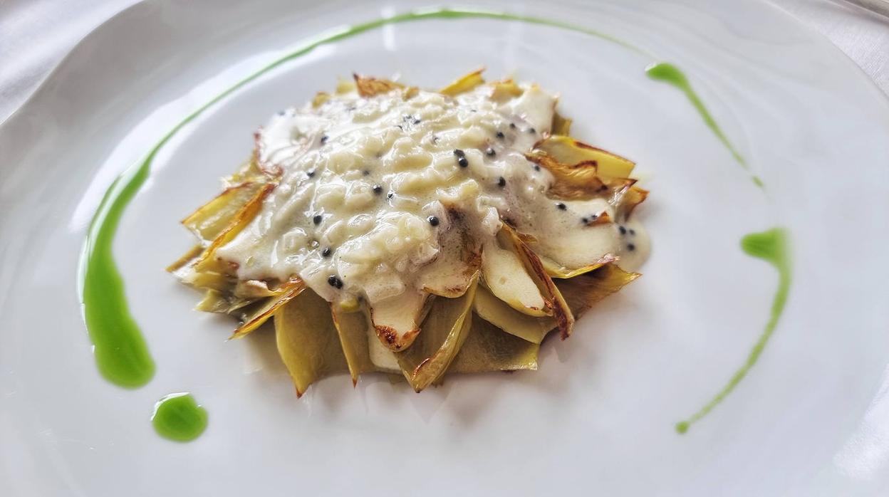 Alcachofa de Conil, en uno de los platos del menú degustación