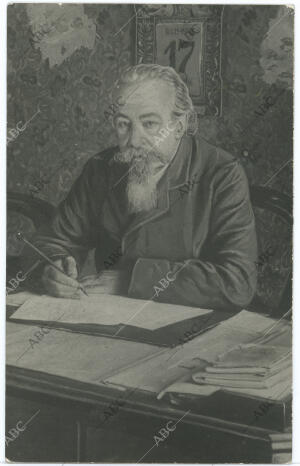 José Zorrilla en el despacho de su casa de la calle de Santa Teresa