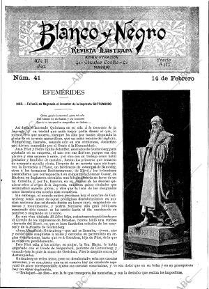 BLANCO Y NEGRO MADRID 14-02-1892