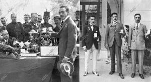 A la Izquierda, el duque de Tovar (1) Entregando el tercer premio de la...