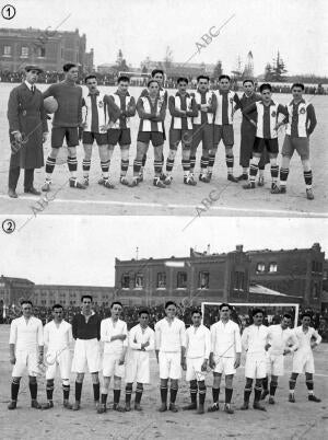 Equipos del club deportivo español de Barcelona (1) y del Madrid F.C
