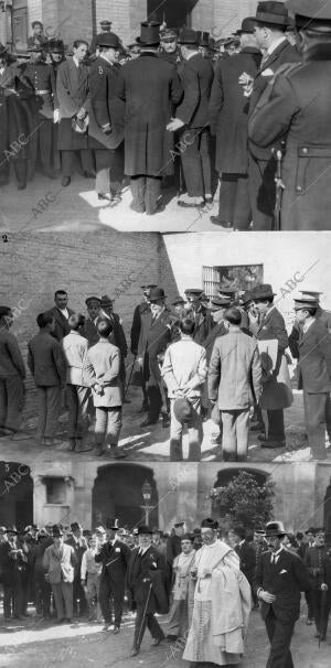 su alteza el infante D. Carlos (A) al salir de la estación con el señor la...