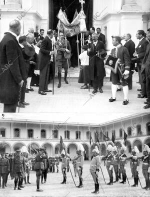 don Alfonso Xiii (X) al salir de la iglesia de la real hermandad del santo...