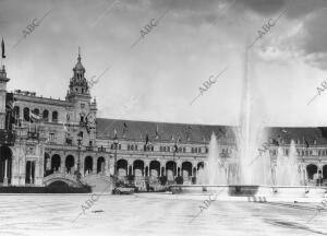 El pabellón central de la exposición iberoamericana de 1929, actualmente Plaza...