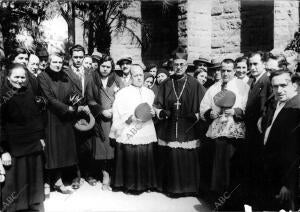 En la imagen, El Abad mitrado de Montserrat, padre Marcet, que ha celebrado...