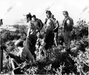 Jefes y Oficiales del ejército español durante los Combates en el sector de...