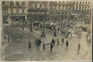 Obras de reforma de la puerta del sol en 1950