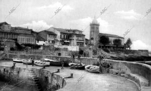 Vista parcial del puerto de Luanco (Asturias)