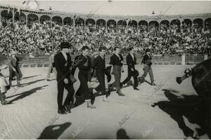 De izquierda a derecha, Gregorio Sánchez, Federico Bahamontes, Fermín Murillo,...