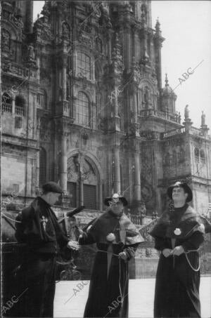 Santiago de Compostela: en la imagen los Peregrinos Navarros que Han cubierto A...