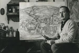 El pintor Agustín Redondela en su estudio