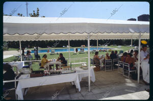 San Sebastián, 1990. Terraza con cesped y piscina