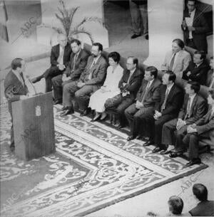 El presidente de Castilla La Mancha, José Bono, durante la toma de posesión de...