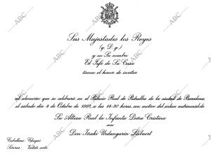 Invitaciones de boda de Iñaki Urdangarín y Cristina de Borbón