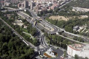 Vistas aéreas de la ciudad. En la imagen: Obras en al M-30 sur