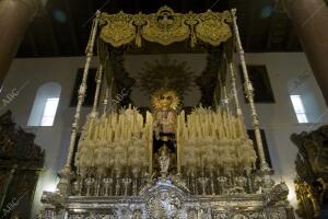 Palio de Virgen del Rocio de la hermandad de la Redencion en la iglesia de...