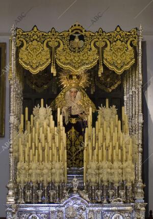 Palio de Virgen del Rocio de la hermandad de la Redencion en la iglesia de...