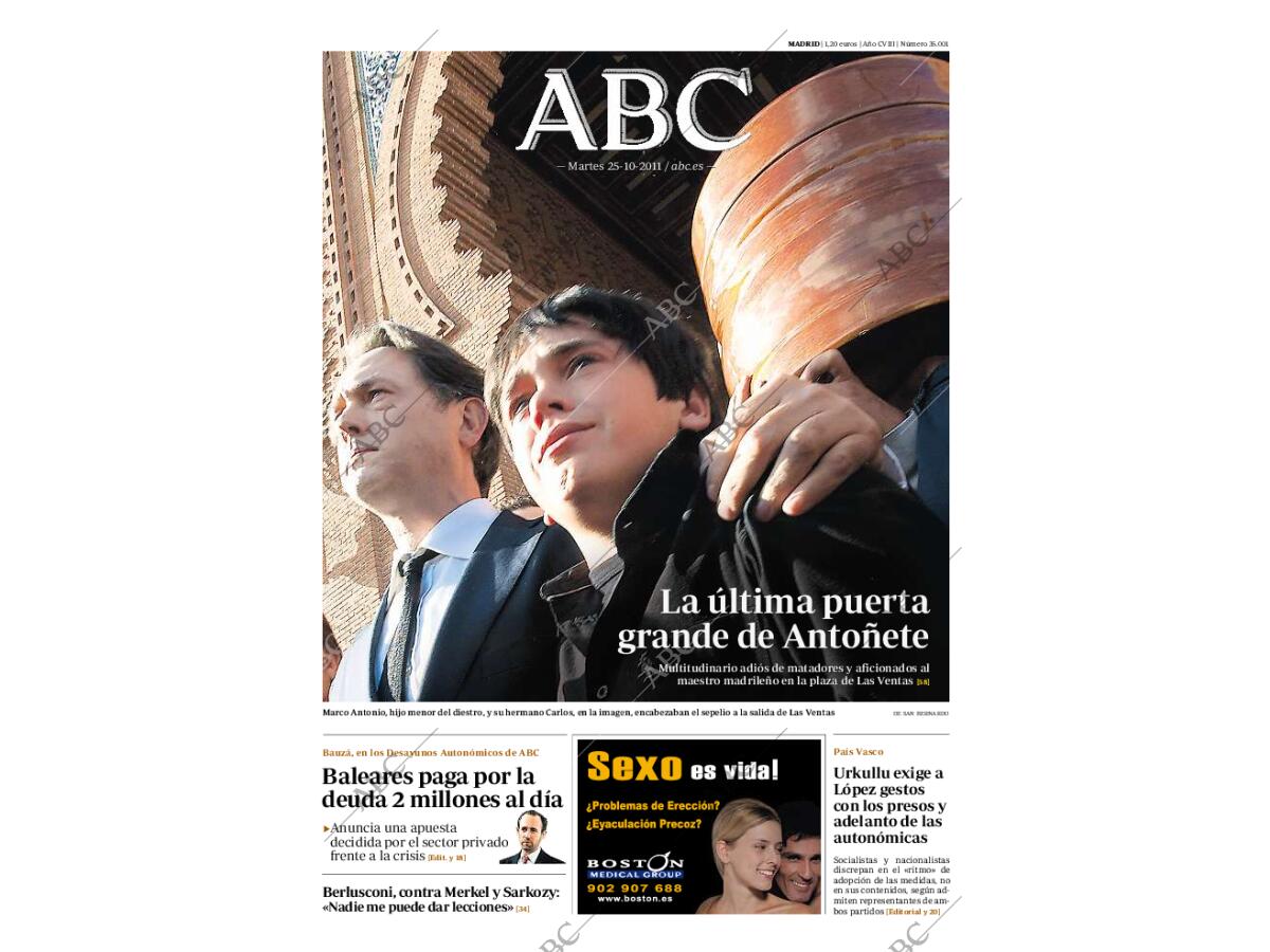 Periódico ABC MADRID 25-10-2011,portada