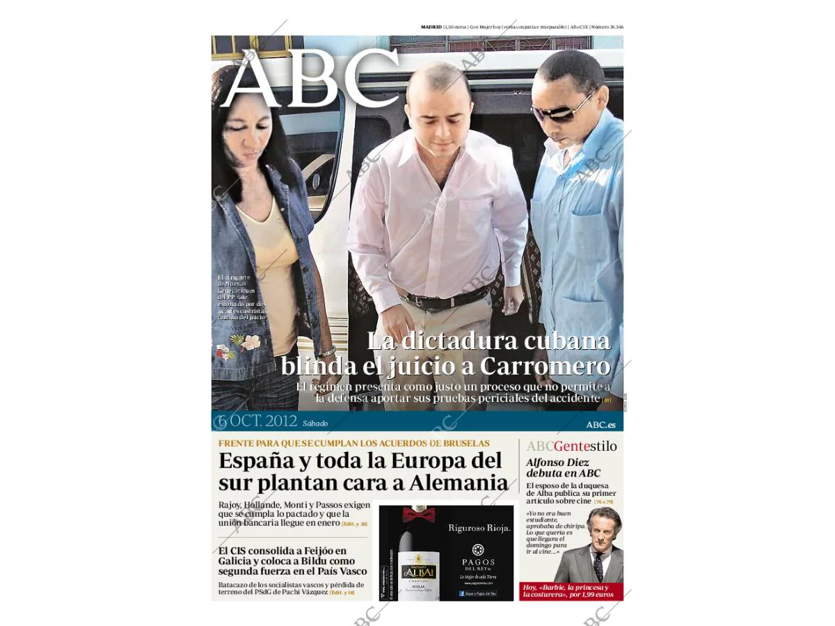 Periódico ABC MADRID 06-10-2012,portada - Archivo ABC