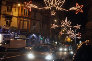 Iluminación Navideña en la avenida de Roma en León