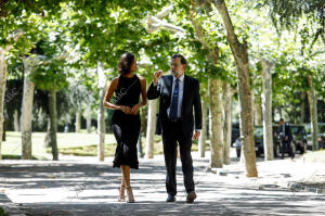 El presidente del Gobierno Mariano Rajoy recibe a la tenista Garbiñe Muguruza en...