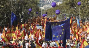 Manifestación españolista convocada por Sociedad Civil Catalana bajo el lema...