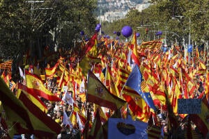 Manifestación españolista convocada por Sociedad Civil Catalana bajo el lema...