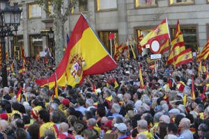Manifestación españolista convocada por Sociedad Civil Catalana bajo el lema...